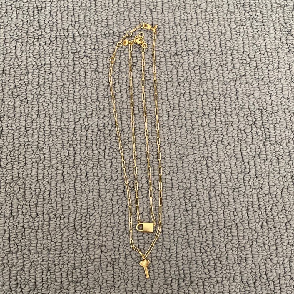 J Crew Lock and Key Paperclip Necklace